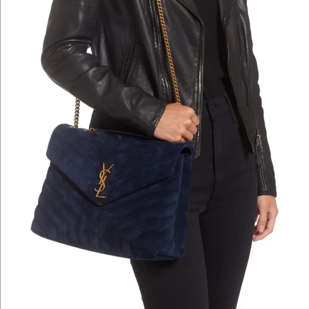 Brand New YSL Medium Lou Matelassé Suede Shoulder Bag